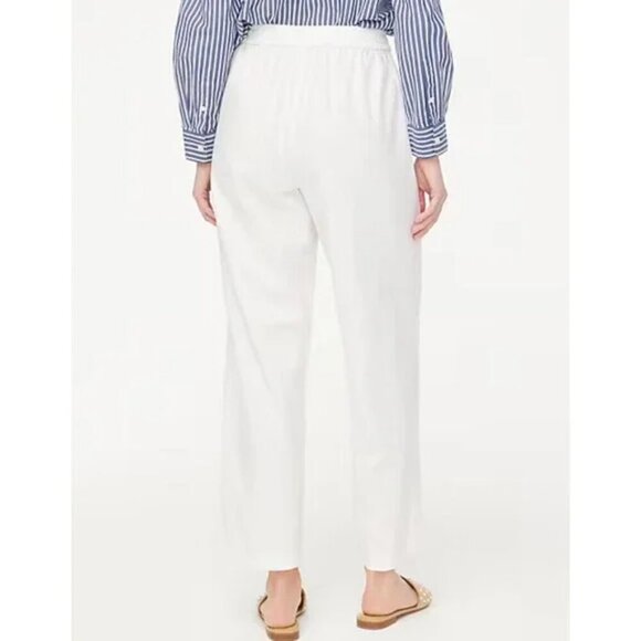 J. Crew Petite Linen Blend Slim Wide Leg Drawstring Pants White Size 0P - Picture 2 of 9
